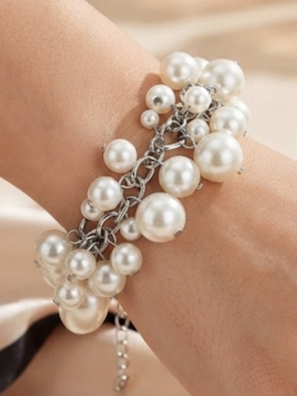 Elegant Ivory Pearl Cluster Bracelet - Women Jewelry